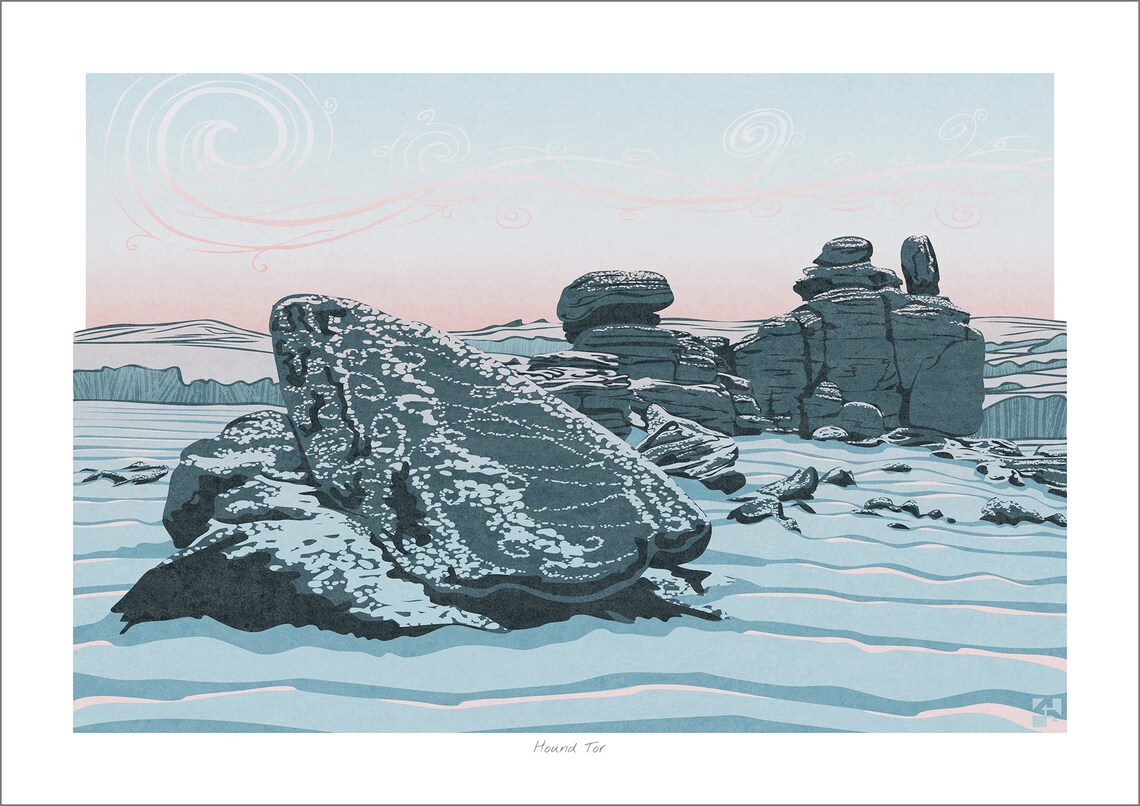 Hound Tor Dartmoor Devon England Landscape Art Print - Image 3