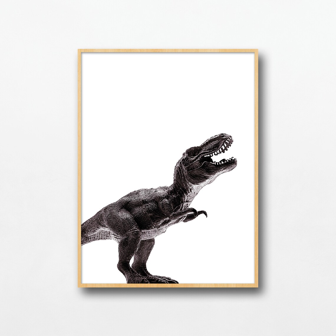 T Rex Dinosaur Toy Black White Photography Kids Room Nursery Poster - Image 2