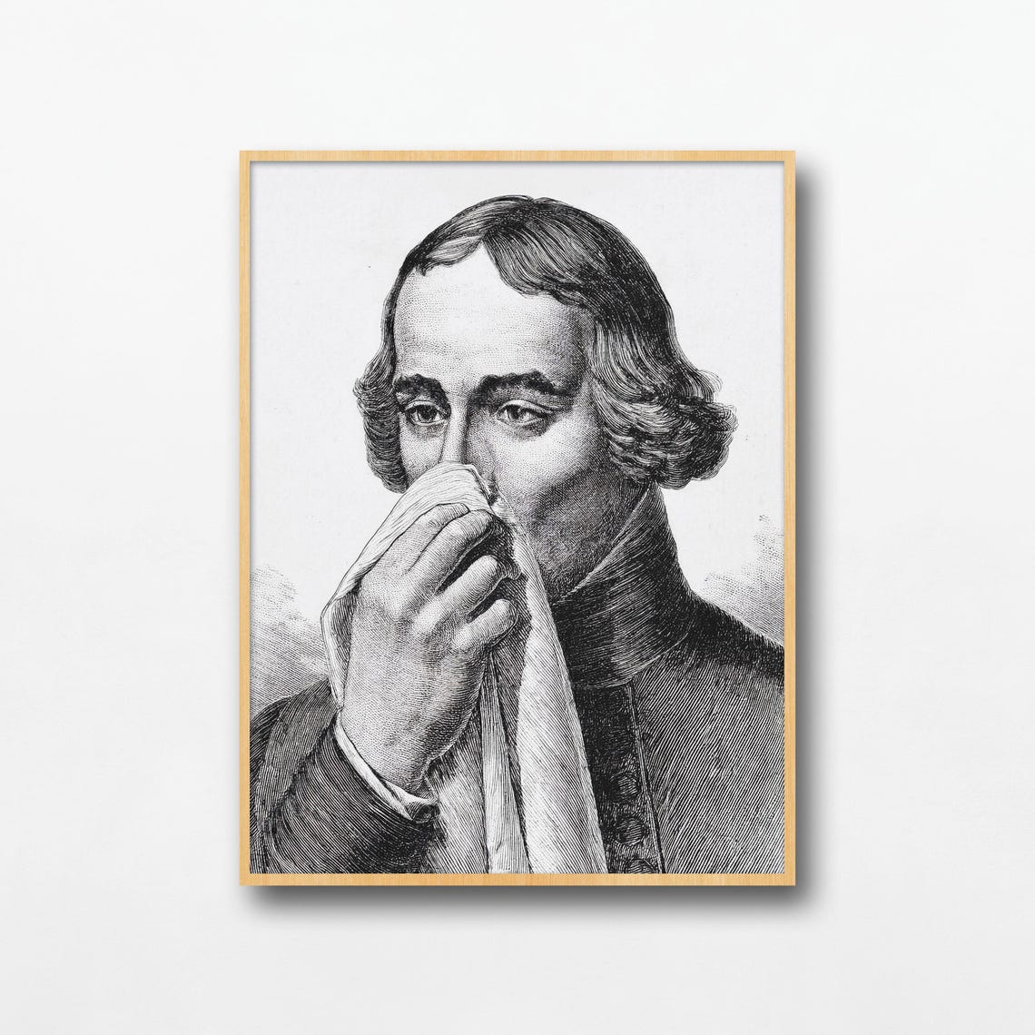 Funny Bathroom Man Blowing Nose Vintage Engraving Style Poster - Image 2