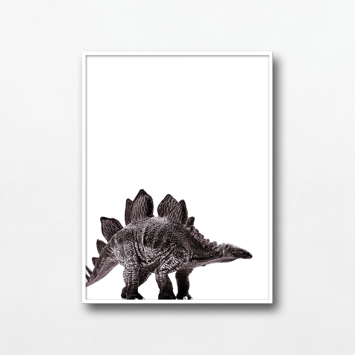 Stegosaurus Dinosaur Toy Black White Photo Kids Room Nursery Poster - Image 3