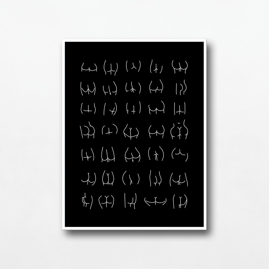All Bums Welcome Cheeky Bathroom Butts Minimal Doodle Poster - Image 3