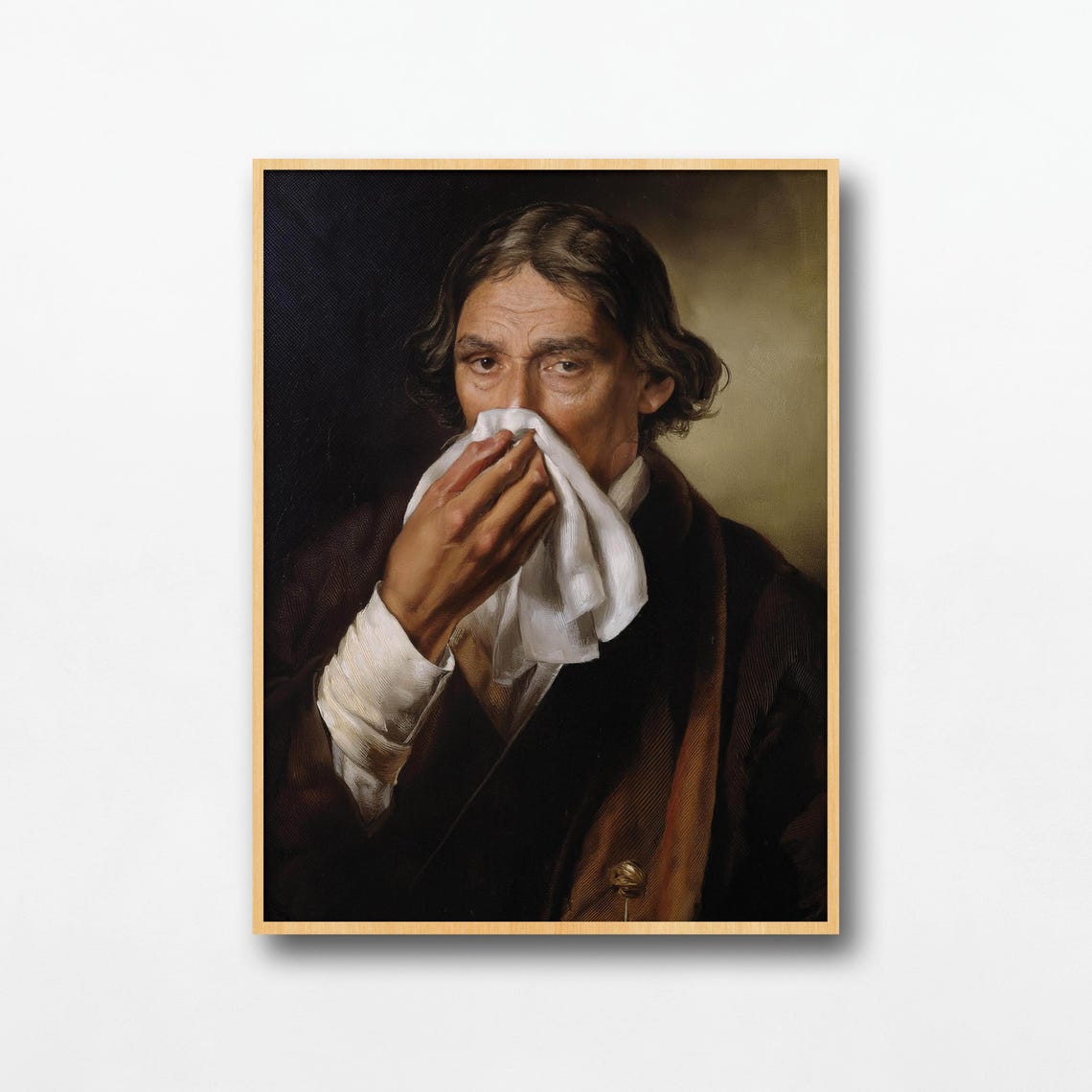 Funny Bathroom Man Blowing Nose Classical Oil Painting Poster - Image 2