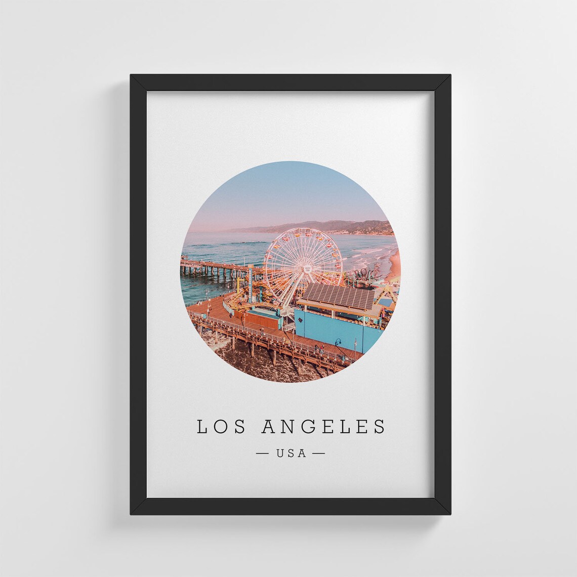 Los Angeles Santa Monica Beach Illustration Art Print