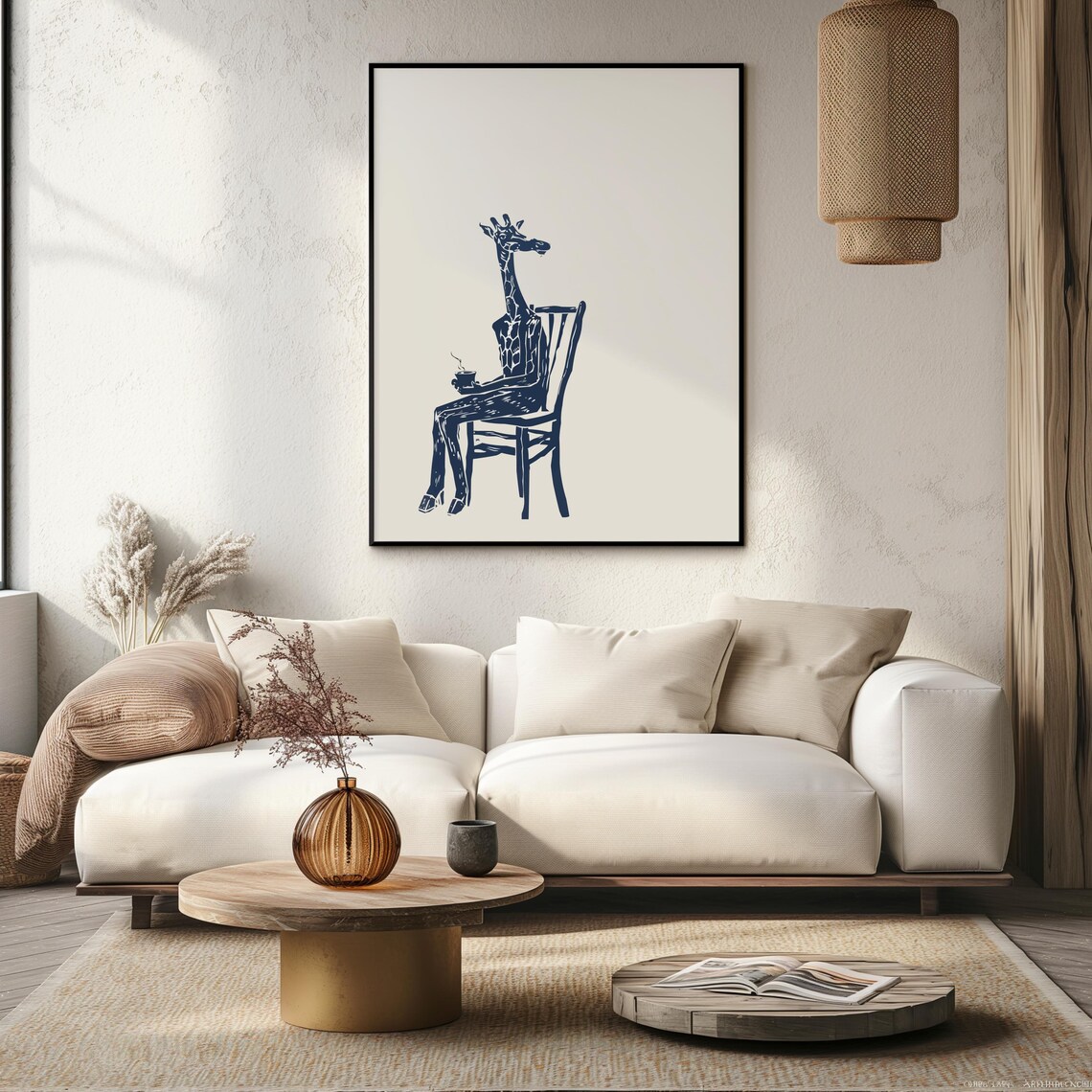 Quirky Giraffe Coffee Retro Kitchen Art Print - Image 2