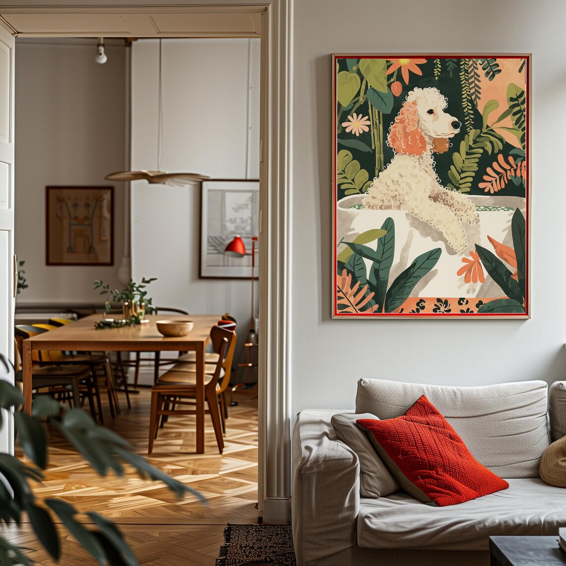 White Standard Poodle Animal Kids Room Boho Poster - Image 2