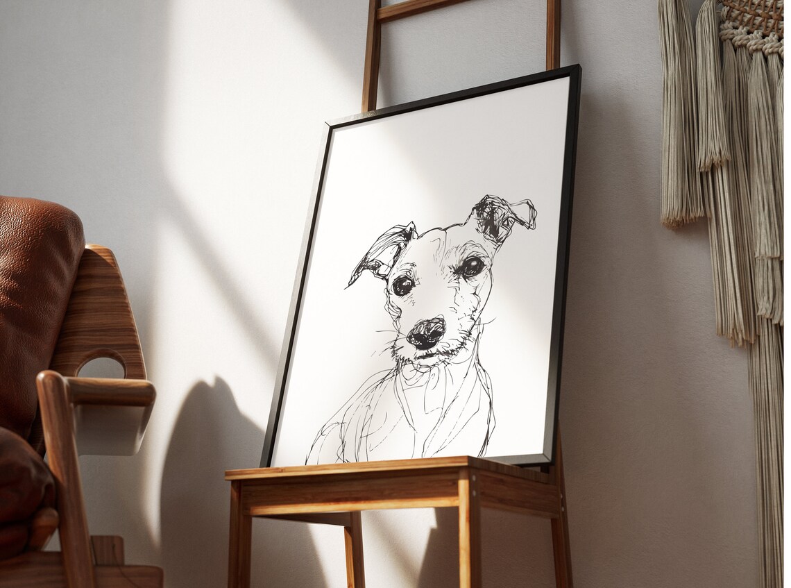 Jack Russell Terrier Head-On Sketch Portrait Funny Dog Line Art Poster - Image 2