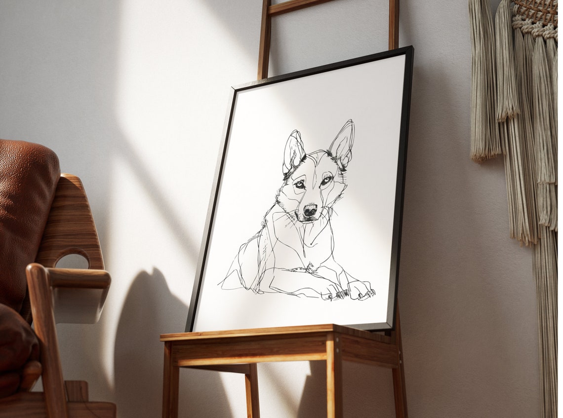 Siberian Husky Lying Down Elegant Minimal Line Drawing Dog Poster - Image 2