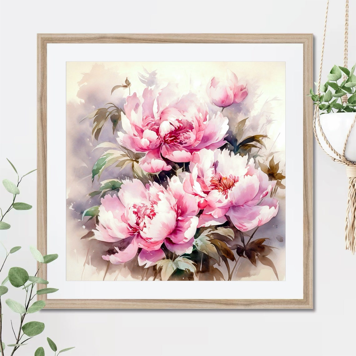 Blush Pink Peonies Watercolor Floral Botanical Romance Art Print - Image 2