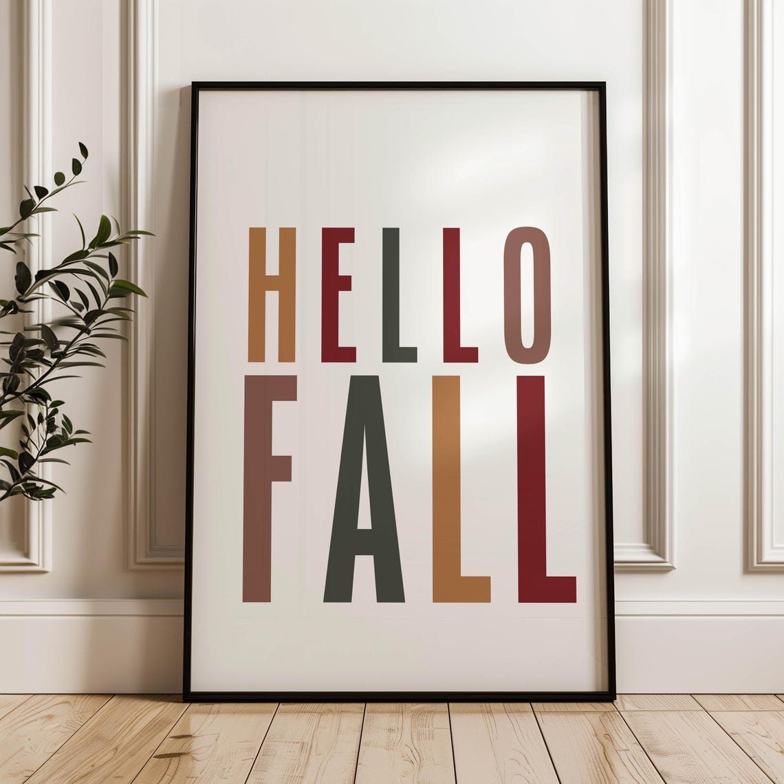Hello Fall Bold Multicolor Block Letter Autumn Typography Poster - Image 2