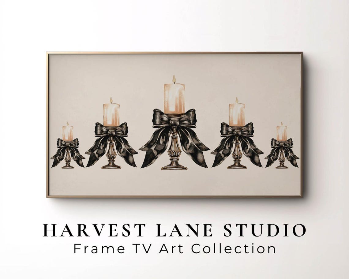 Elegant Candle Holders With Black Bows Christmas Candlelight Poster - Image 5