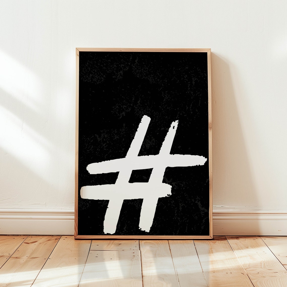 Hashtag Symbol Black and White Modern Abstract Minimalist Poster - Image 3
