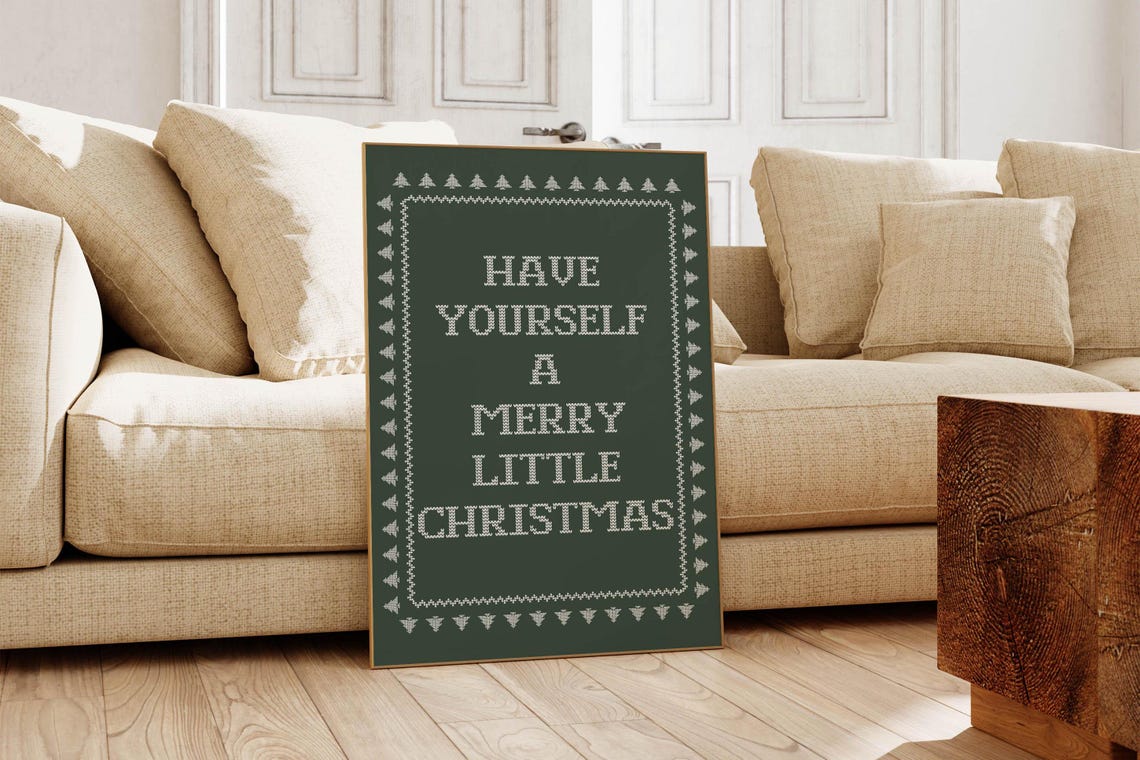 Have Yourself A Merry Little Christmas Knit Look Green Poster - Image 3