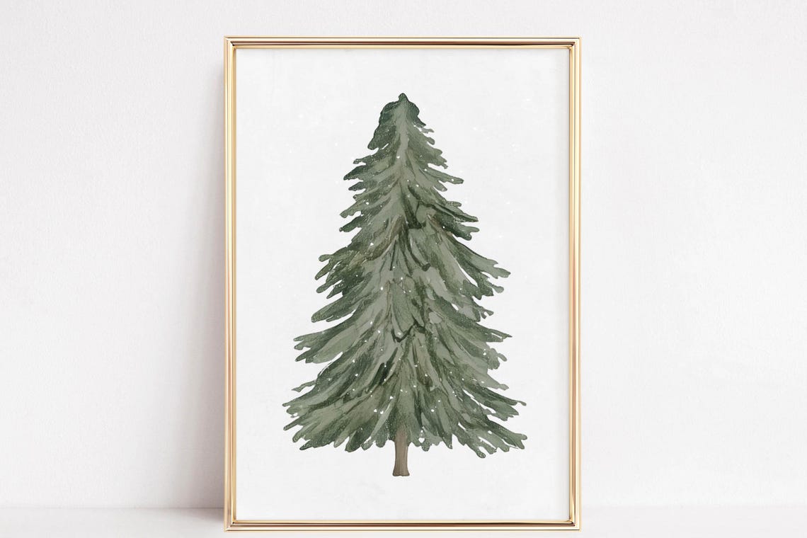 Christmas Watercolor Pine Tree Evergreen Snow Winter Wall Poster - Image 5