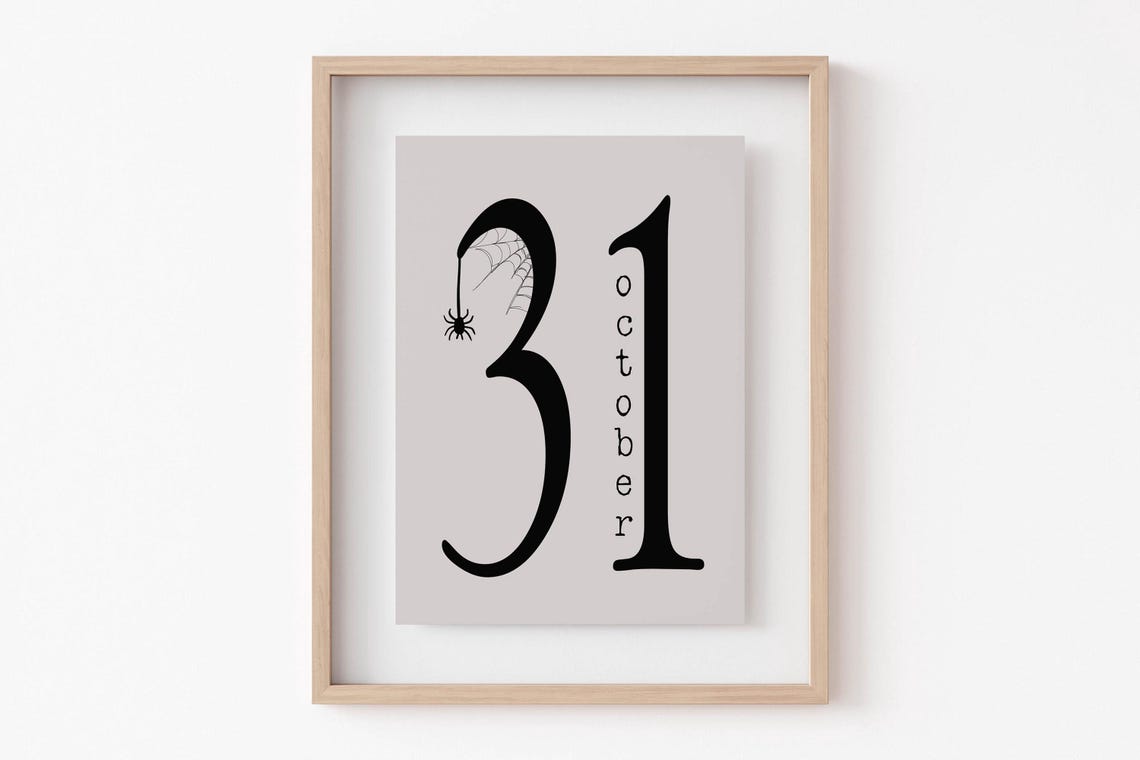 October 31 Minimalist Spider Web Typography Halloween Date Poster - Image 6