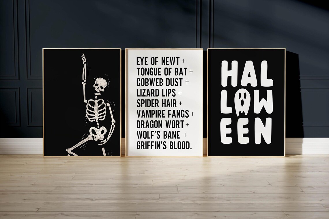 Ghouls Just Wanna Have Fun Retro Orange Black Halloween Word Poster - Image 3