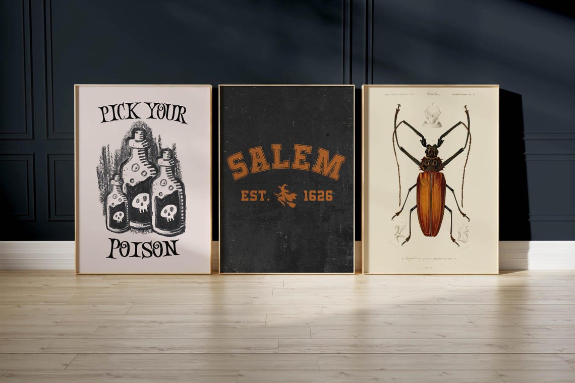 Salem Est 1626 Collegiate Witch Silhouette Halloween Wall Poster - Image 5