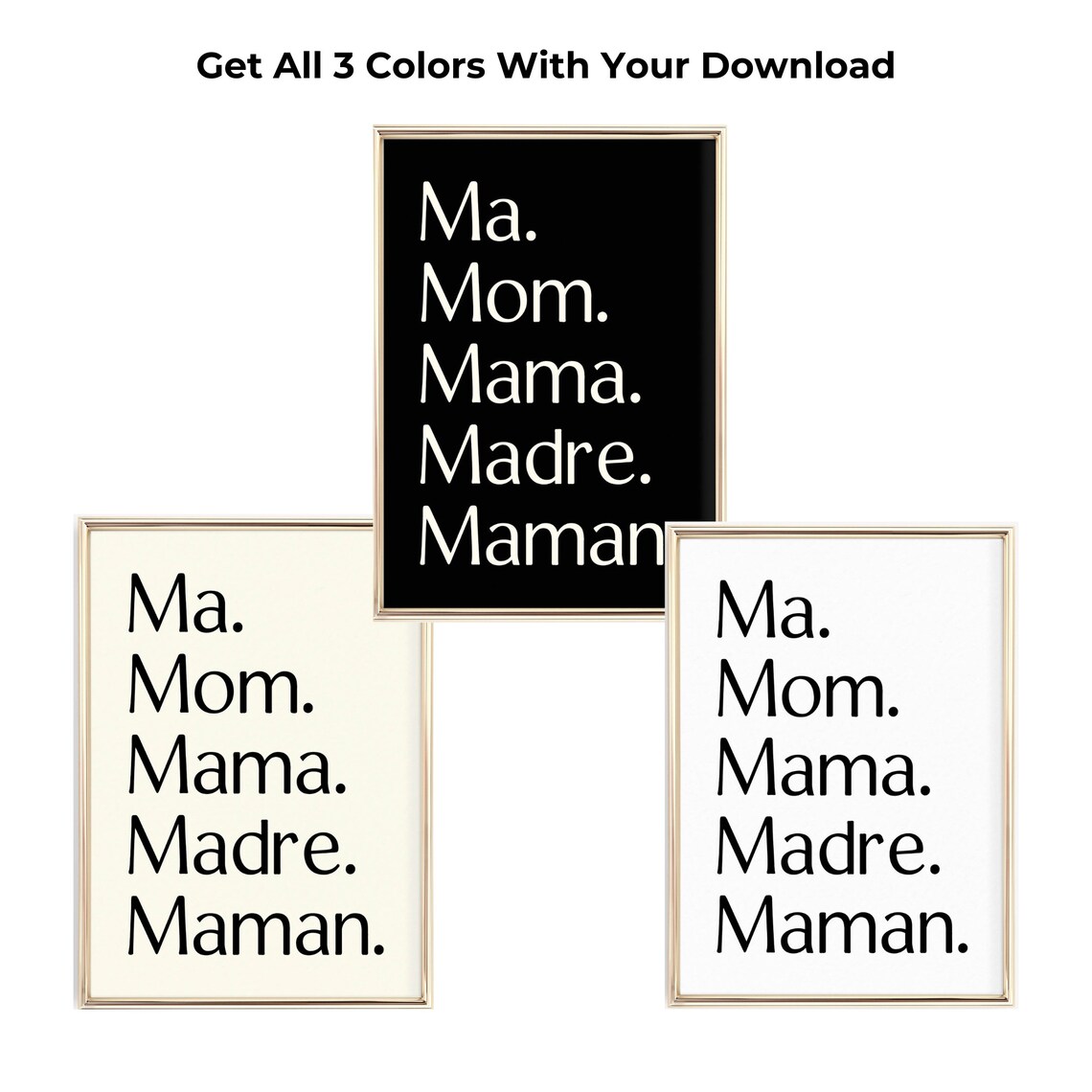 Ma Mom Mama Madre Maman Mothers Day Typography Cream Gift Poster - Image 4