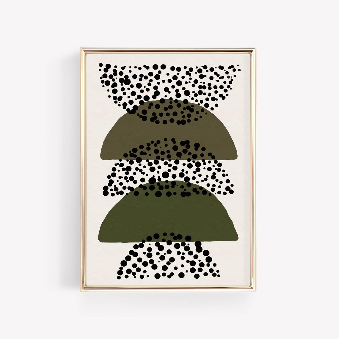 Olive Green Arches Dotted Mid Century Modern Abstract Poster