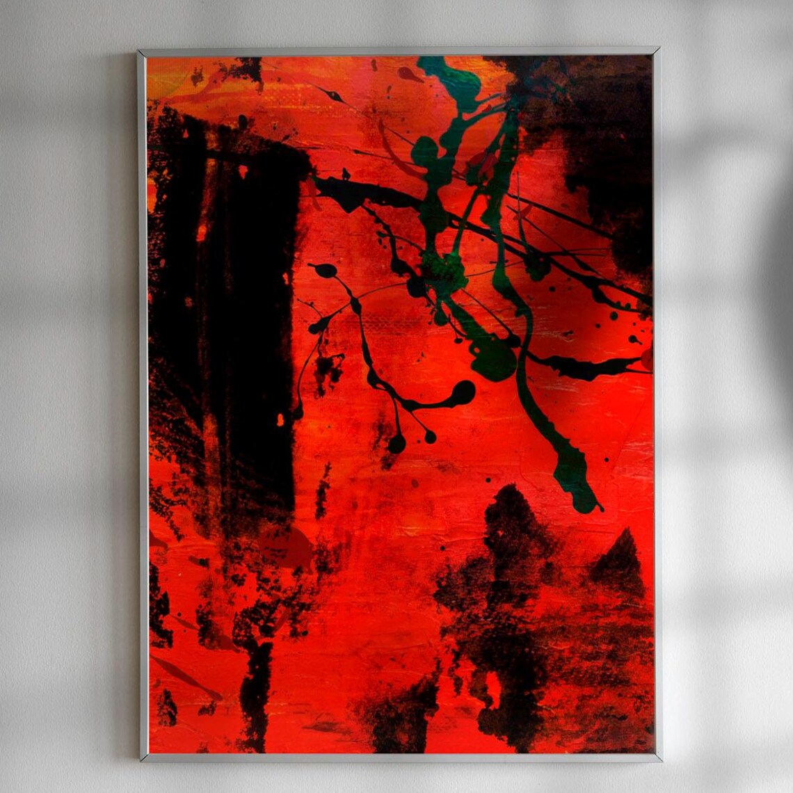 Rainfall Abstract Nature Painting, Acrylic Brushstrokes