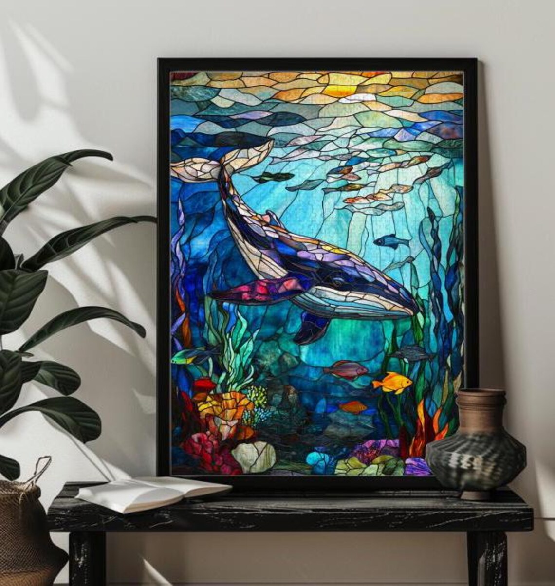 Stained Glass Whale Puzzle Art, Ocean Wall Decor - Image 4