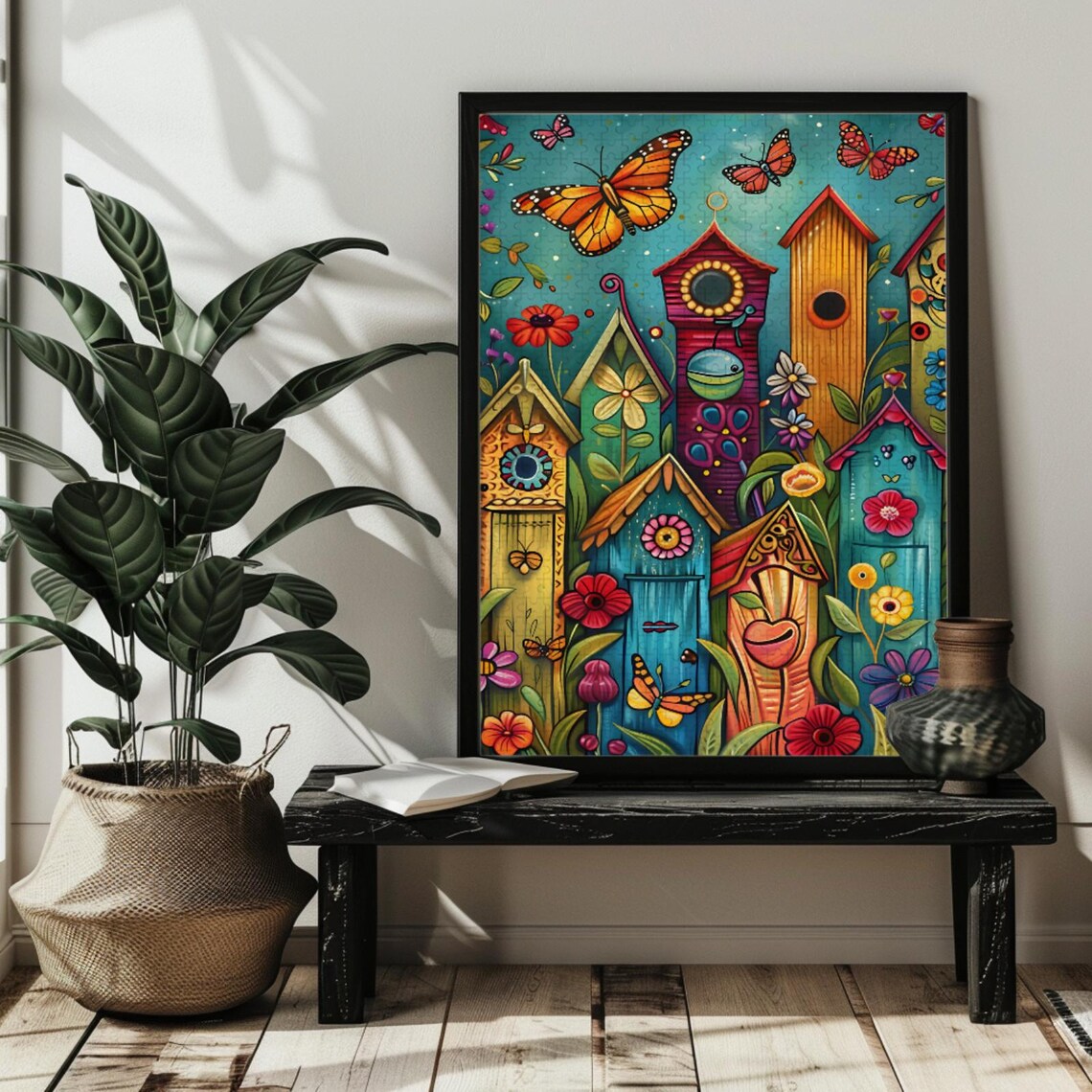 Vibrant Garden Wall Art Print, Wildflower Butterflies - Image 4