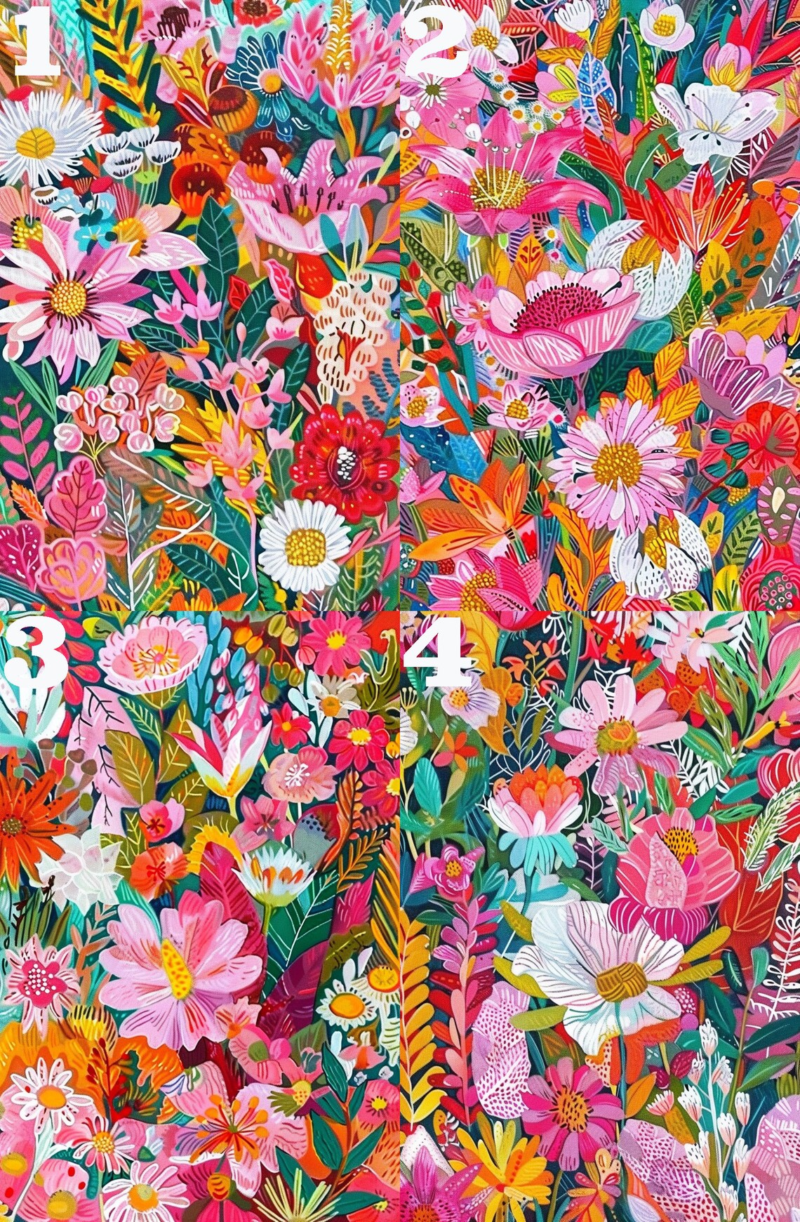 Abstract Floral Plant Art Print, Botanical Puzzle Style - Image 4