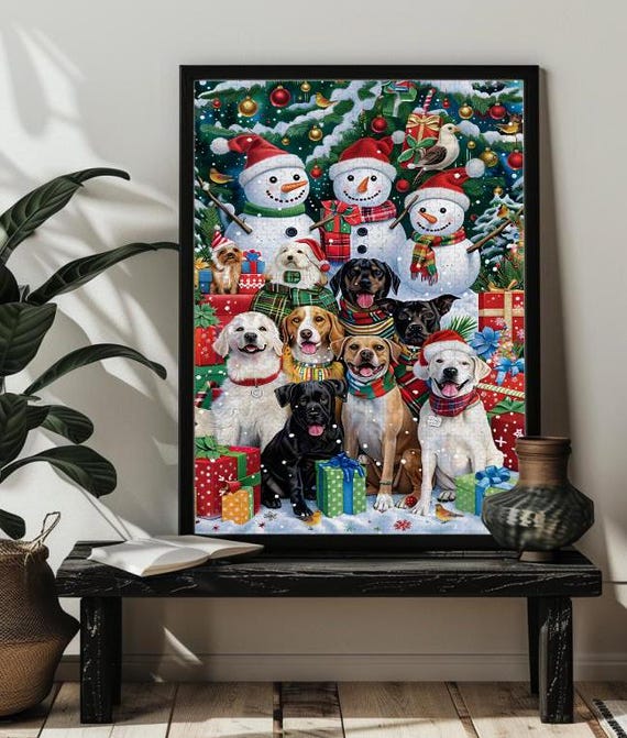 Christmas Snowman With Friends Jigsaw Puzzle 3005001000 Piece Cute Snowman Dog Bird Puzzles Christmas Gift Family Snowman Jigsaw Puzzle