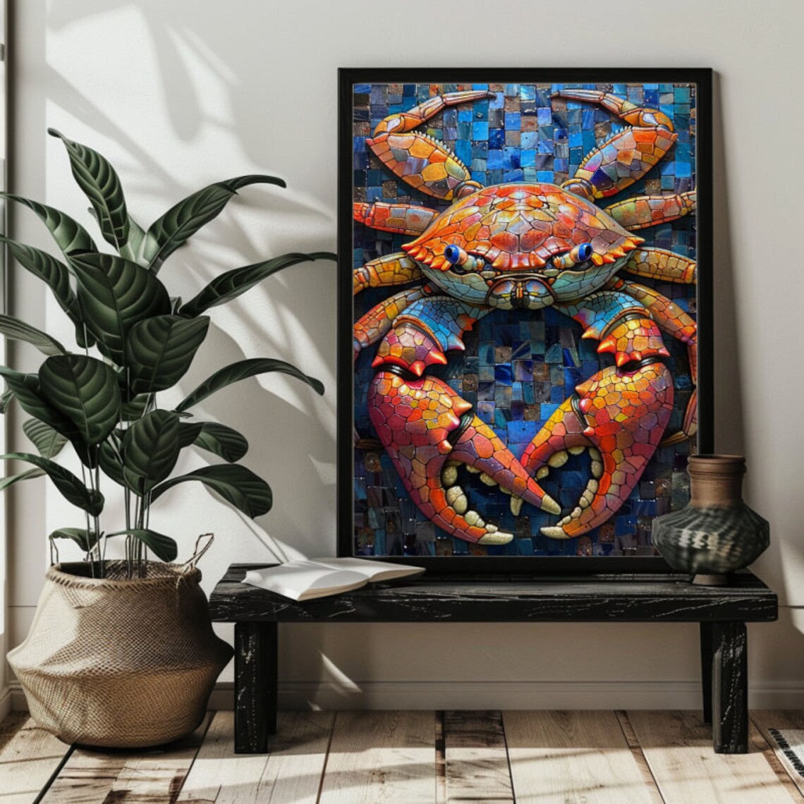 Stained Glass Crab Puzzle Art Print, Ocean Decor - Image 3