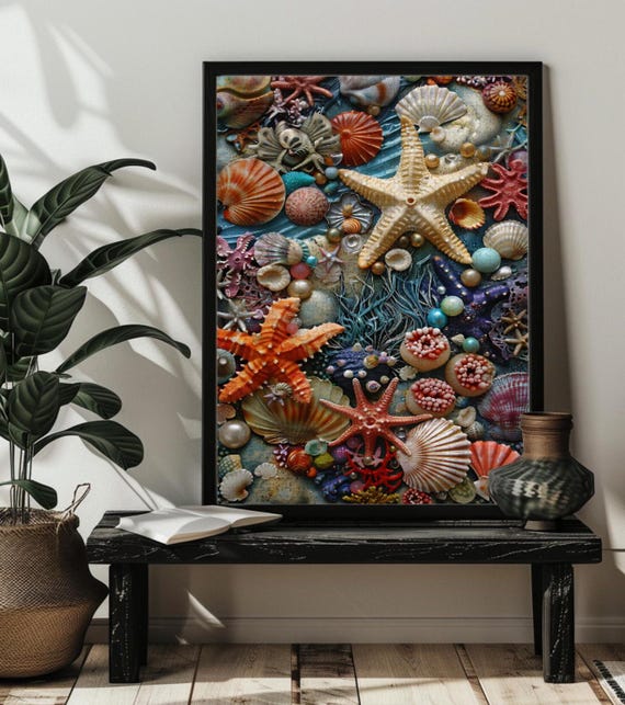 Stained Glass Beach Shells and Starfish Puzzle