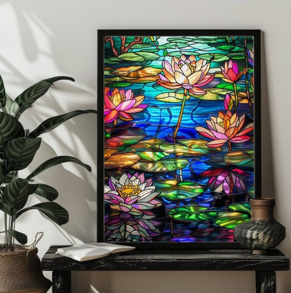 Stained Glass Waterlily Jigsaw Puzzle, Waterlily Picture - Image 3