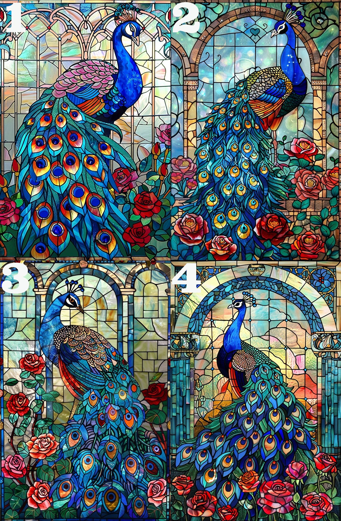 Stained Glass Blue Peacock Art Print, Bird Decor - Image 4