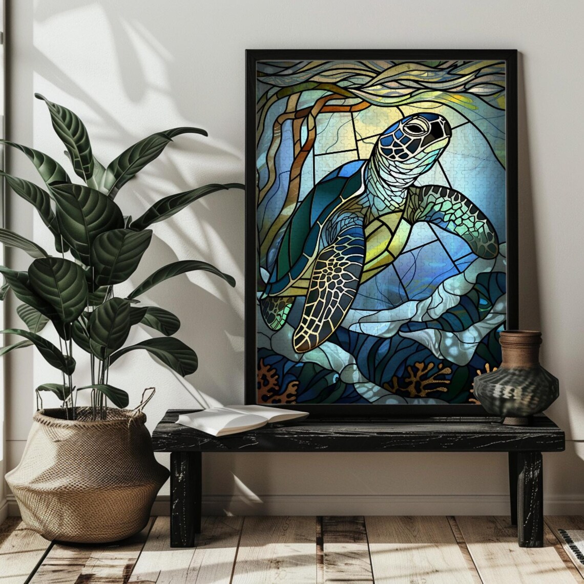 Stained Glass Sea Turtle Ocean Family Puzzle - Image 3