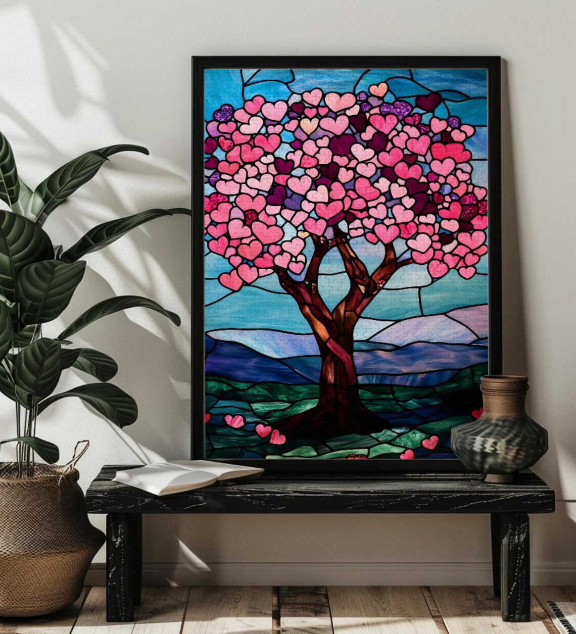 Valentine Love Heart Tree Art Print, Gift for Her