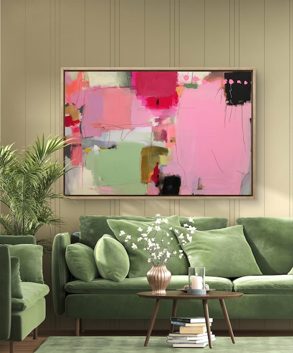 Colorful Abstract Art Print Large Neutral Wall Decor Canvas Livingroom