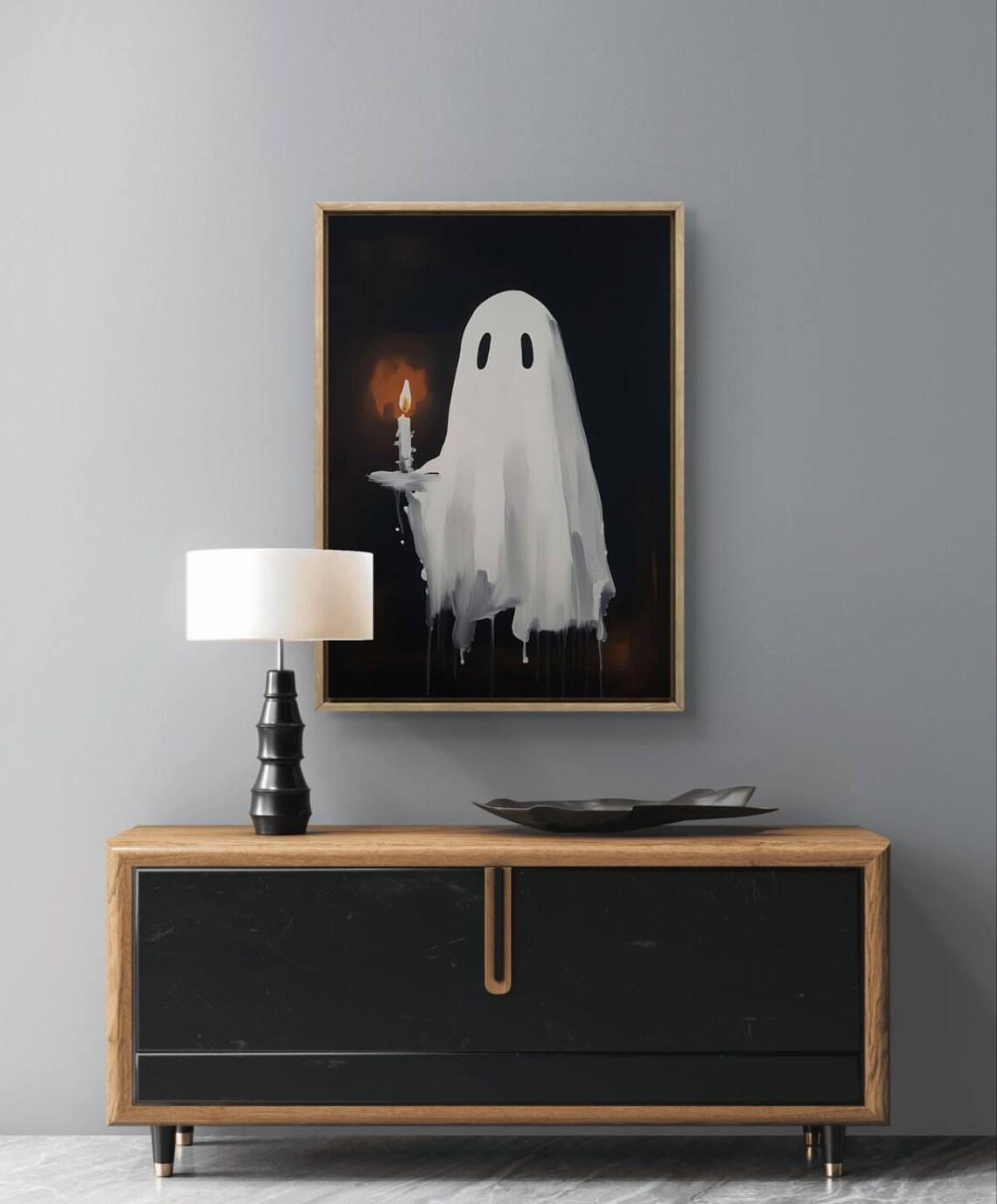 With Candle Halloween Print Spooky Home Decor