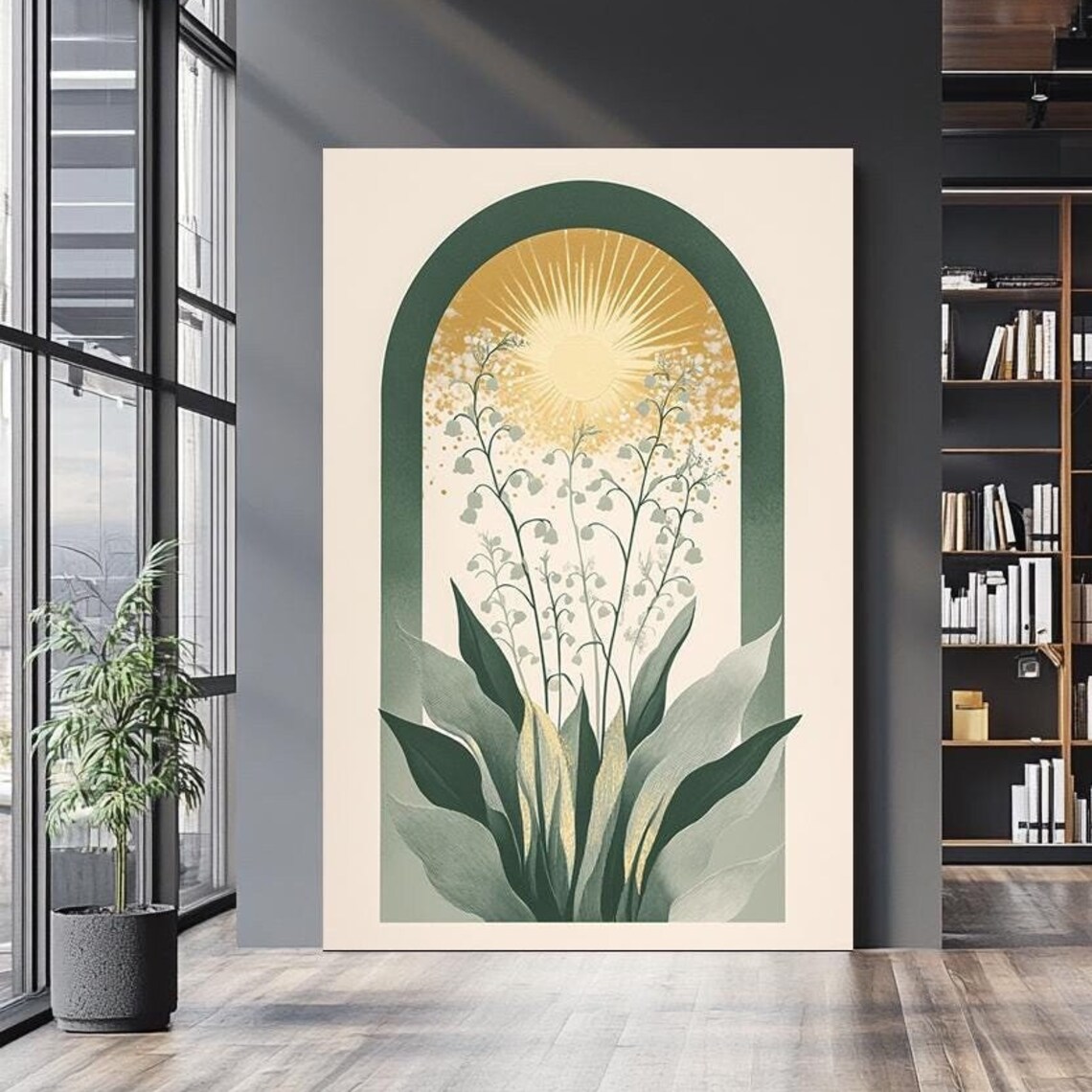 Lily Of The Valley Golden Sun Arch Botanical Illustration Wall Poster