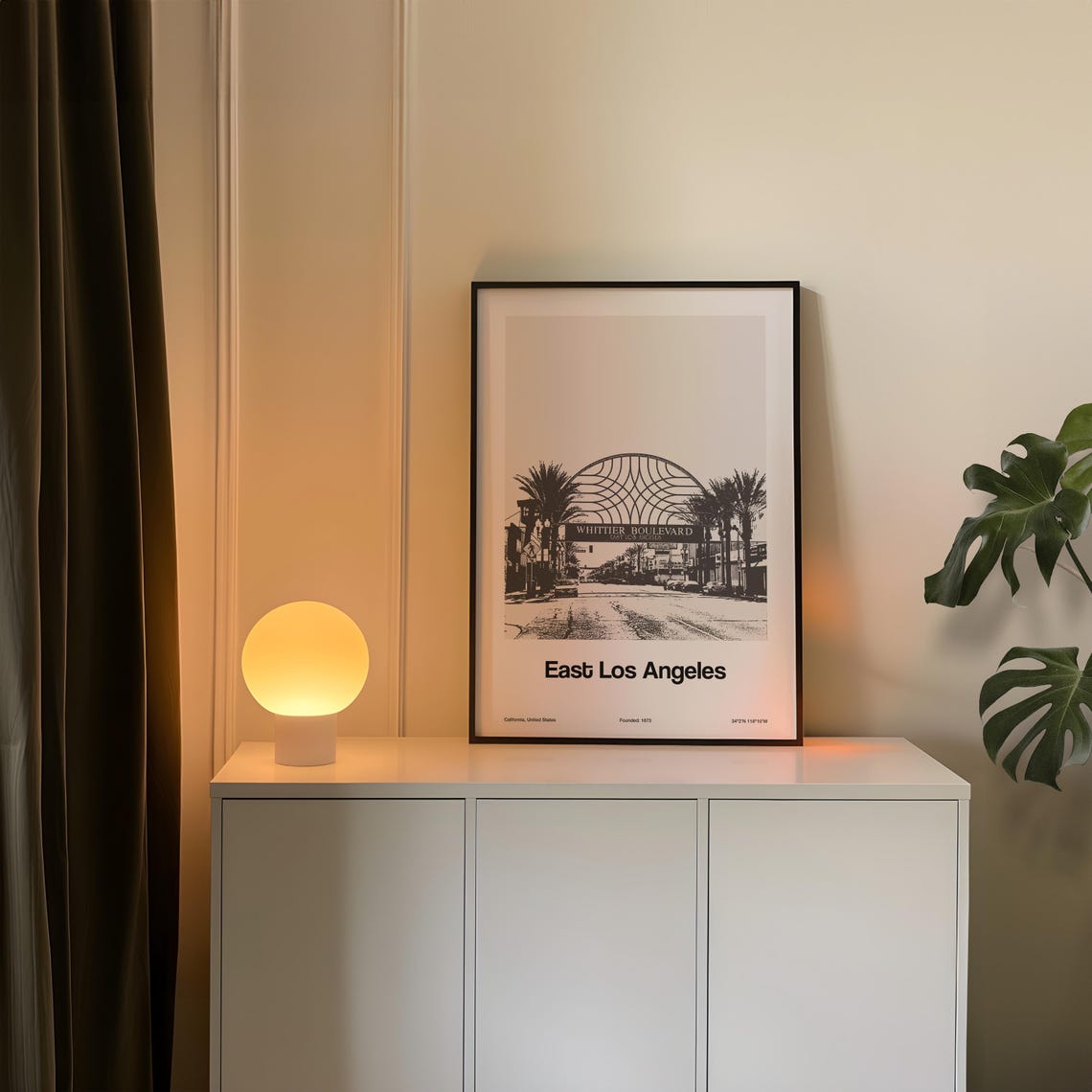 East Los Angeles Print East Los Angeles California Poster East Los Angeles Black White California Wall Art Minimalist Custom City Print - Image 2