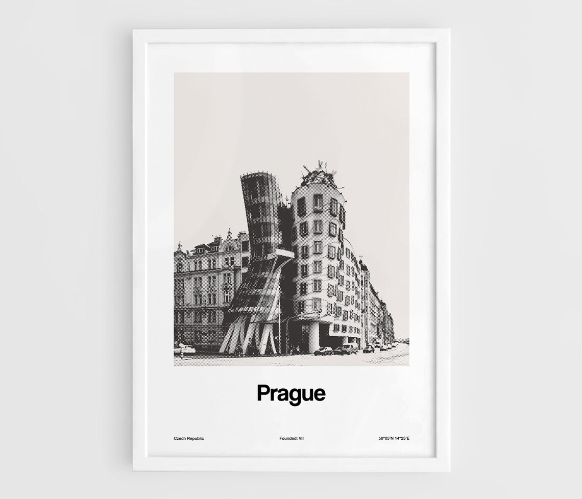 Dancing House Prague Minimalist Travel Poster