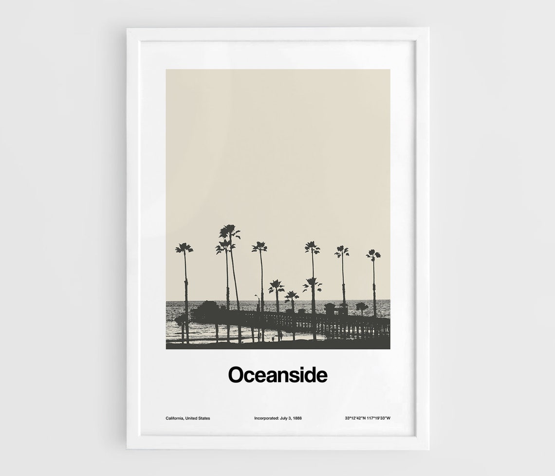 Oceanside California Minimalist City Print, Art Print