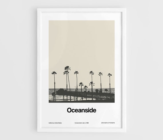 Oceanside California Minimalist City Print, Art Print