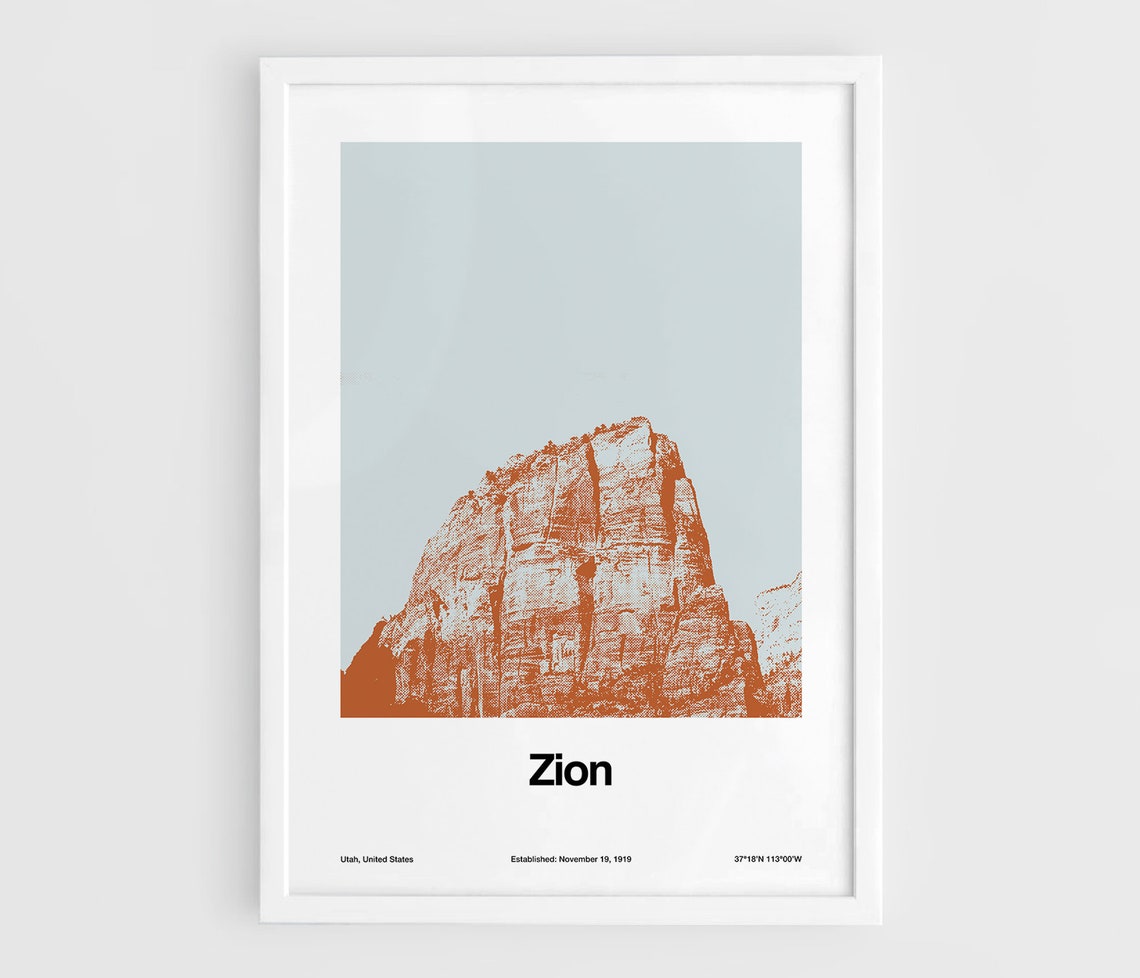 Zion National Park Minimalist Art Print, Angels Landing