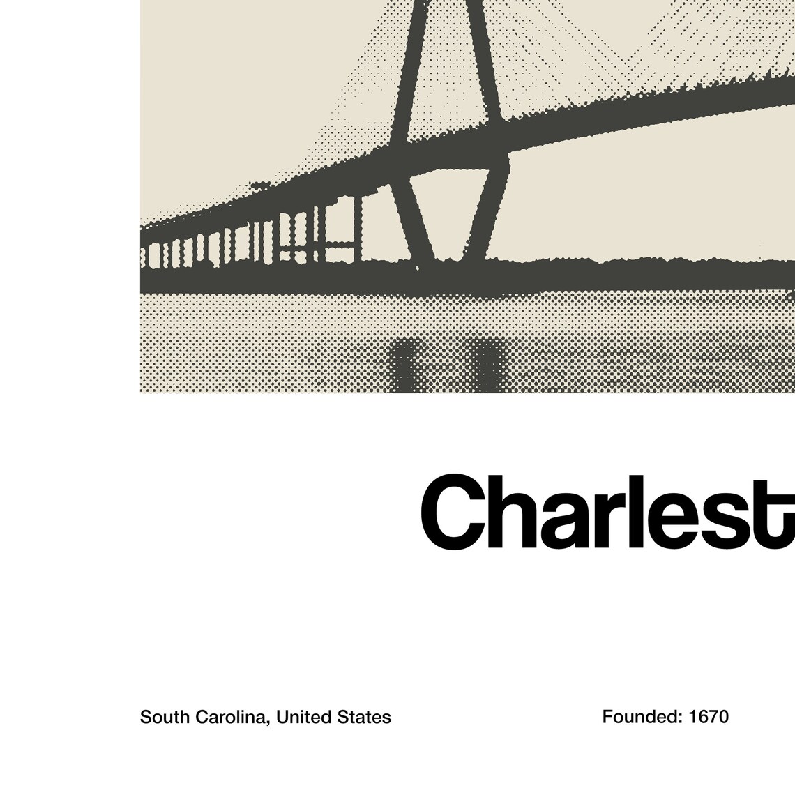 Charleston Bridge Minimalist Custom City Art Print - Image 2