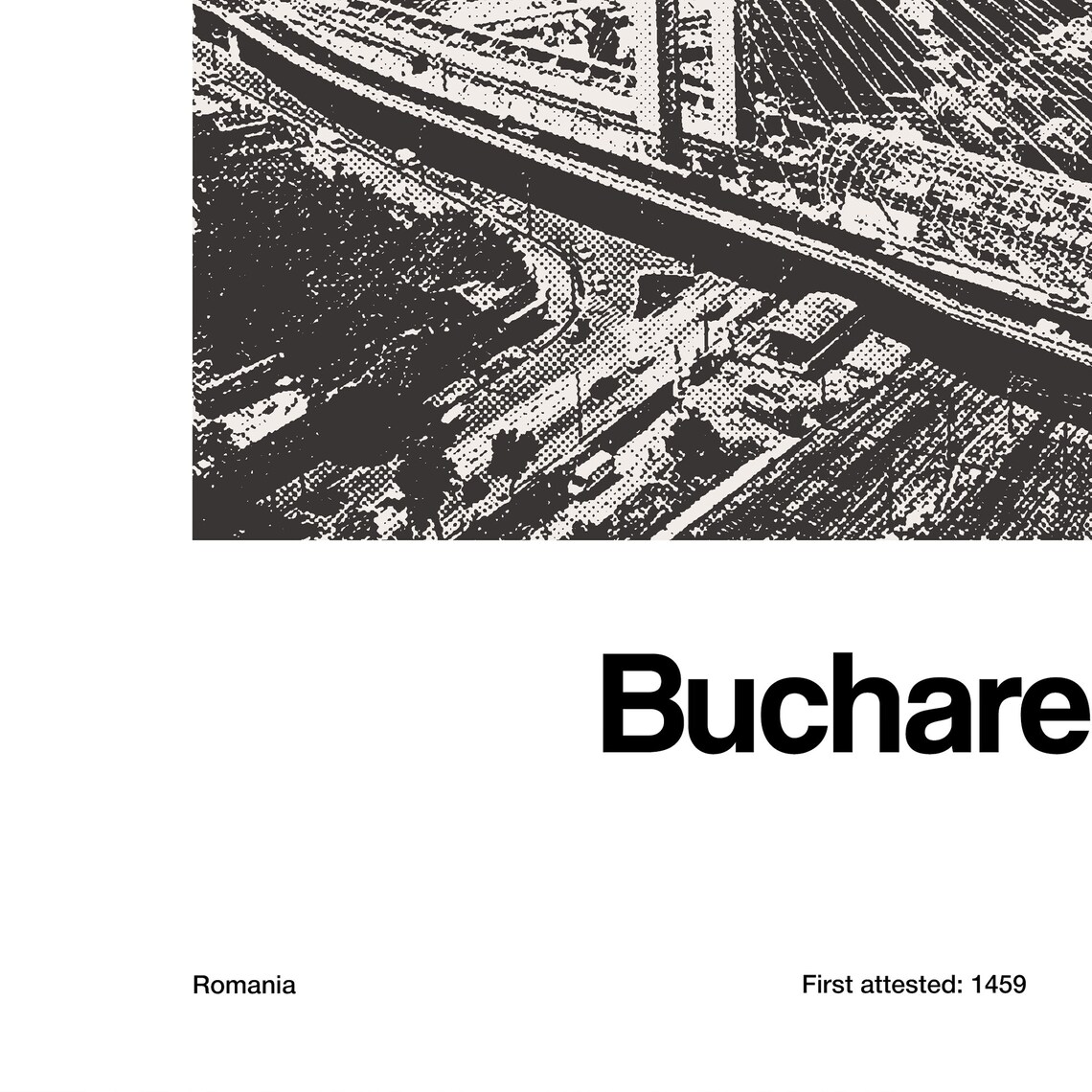 Bucharest Skyline, Minimalist City Print - Image 3