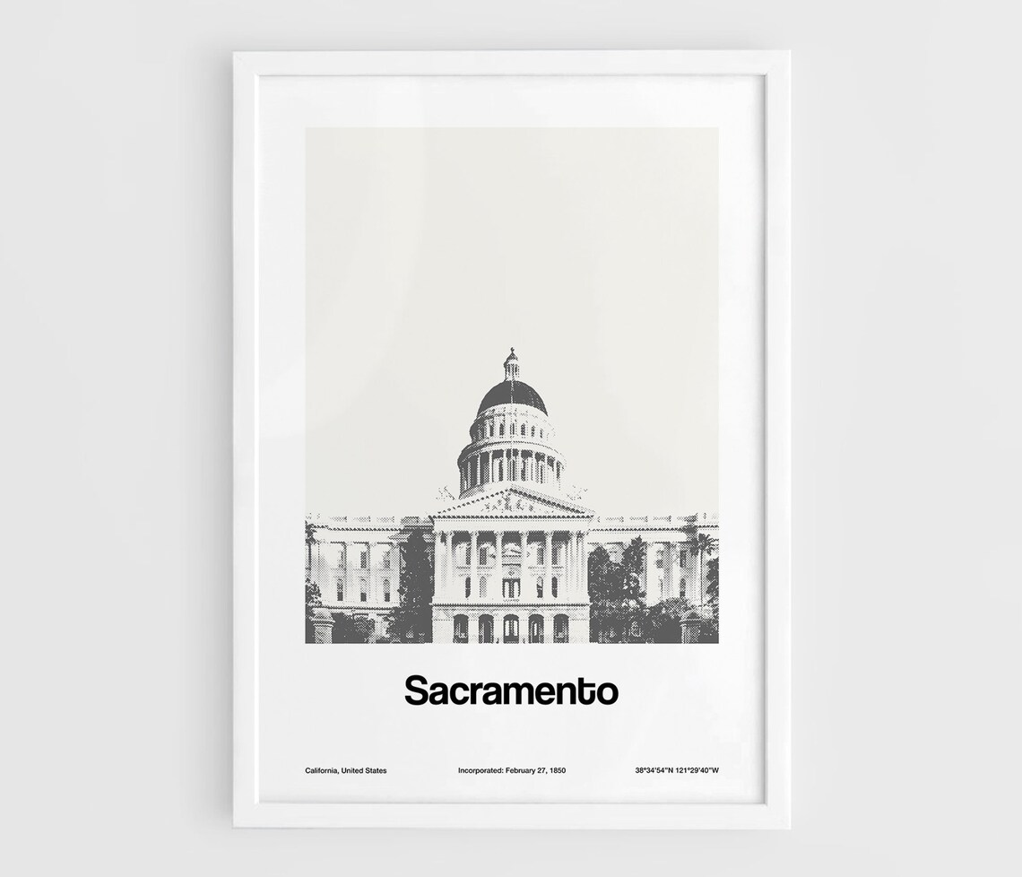Sacramento State Capitol Skyline, Downtown Art Print