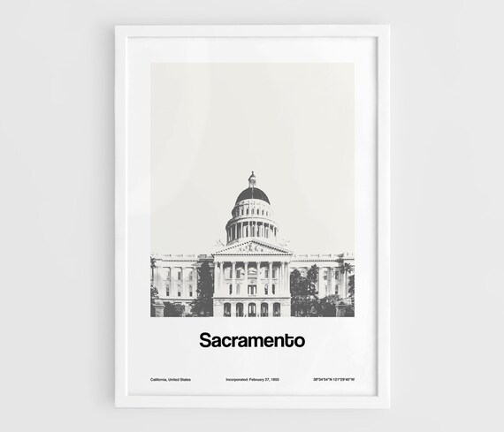 Sacramento State Capitol Skyline, Downtown Art Print