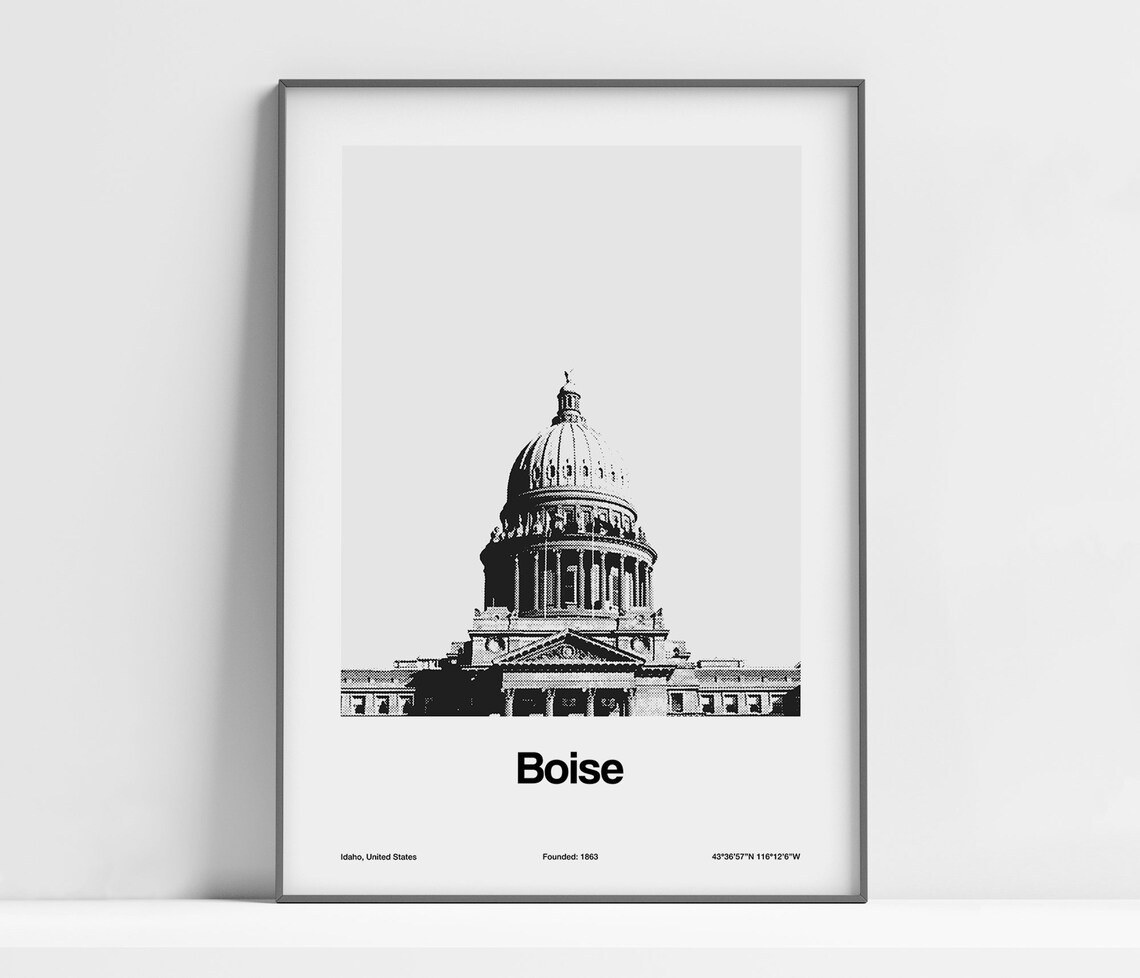 Boise Idaho State Capitol Skyline, Minimalist Poster
