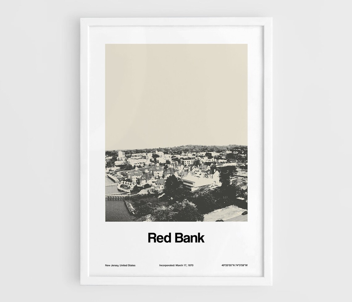 Red Bank New Jersey Minimalist City Art Print
