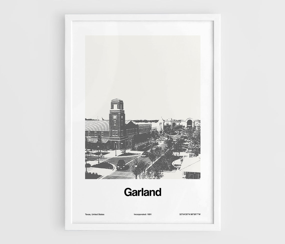 Garland Texas Poster Print, Minimalist City Art