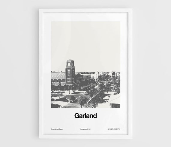 Garland Texas Poster Print, Minimalist City Art