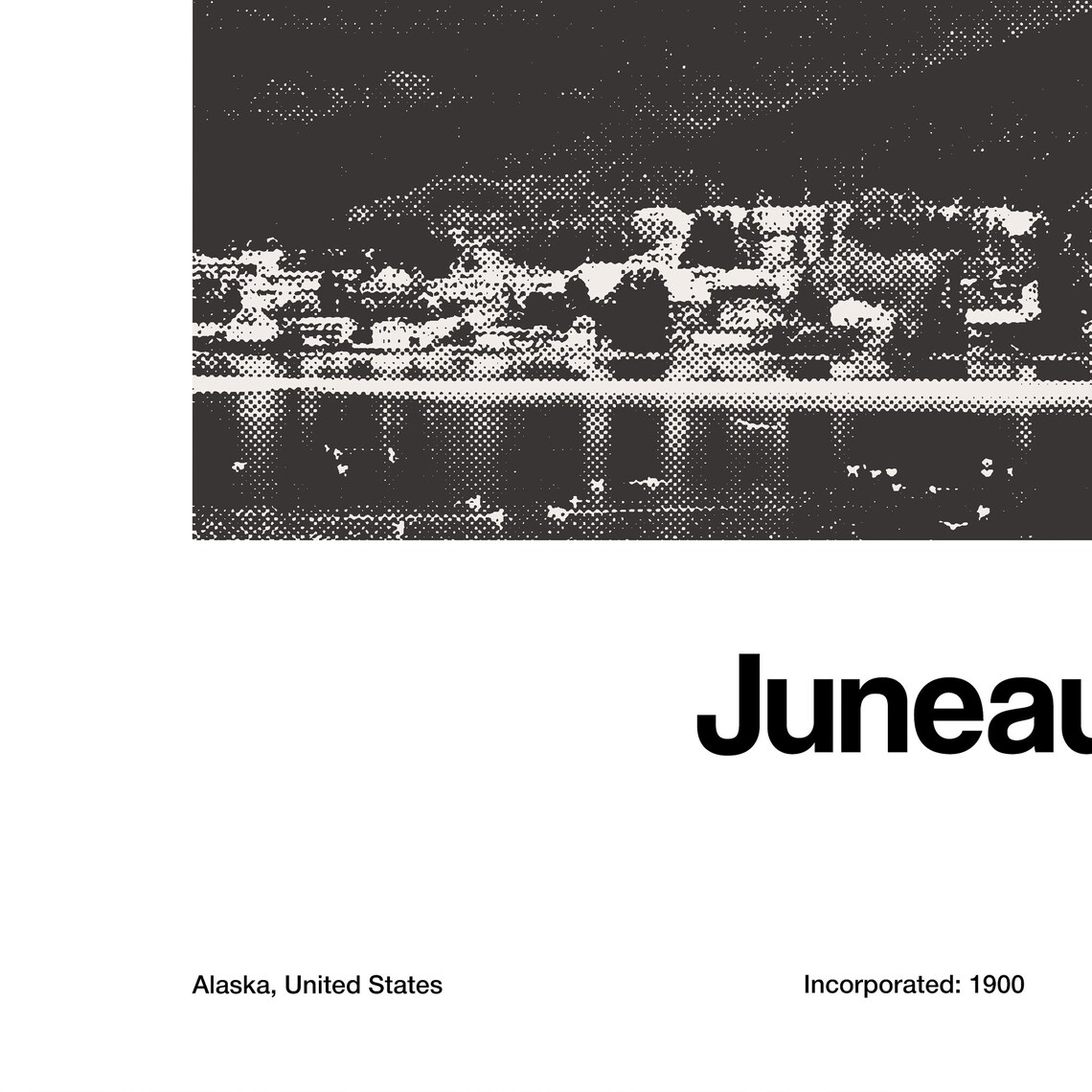 Juneau Alaska Skyline Poster, Minimalist City Print - Image 2
